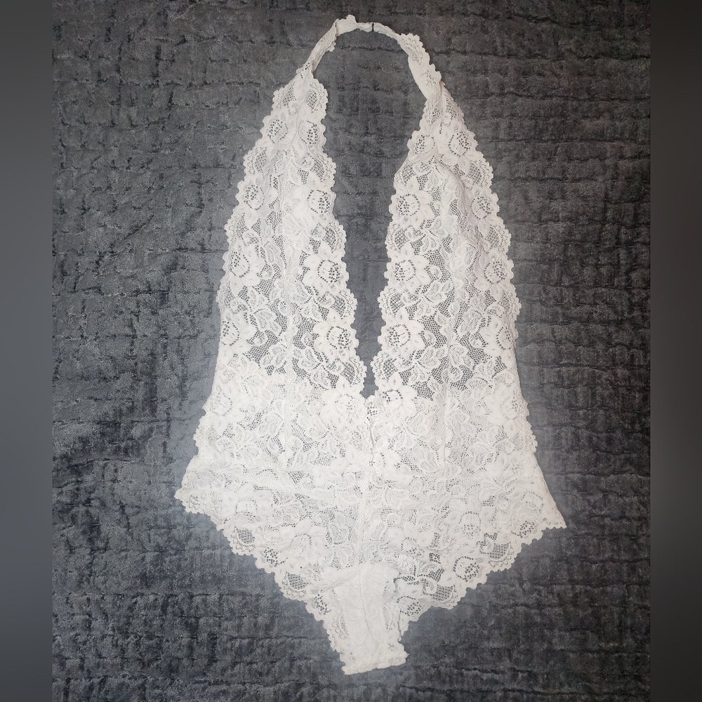 Fredericks Of Hollywood White Lace Bodysuit Lingerie
